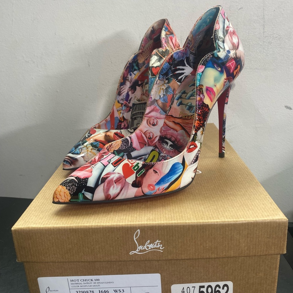 Christian Louboutin Multicolor Stiletto Heels hot chick 100 Sz 7